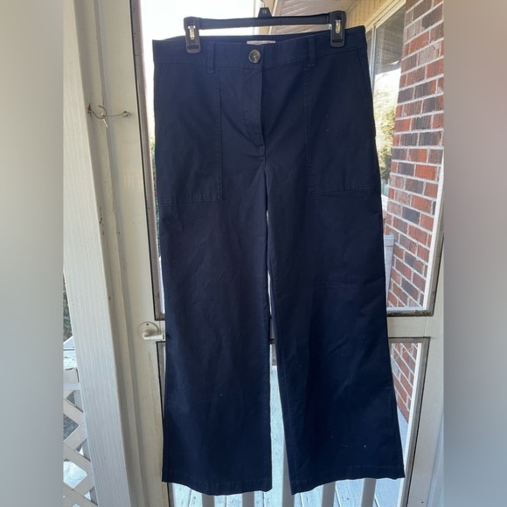 Ann Taylor Women’s Navy Wide Leg Cropped Chinos Cotton and Spandex